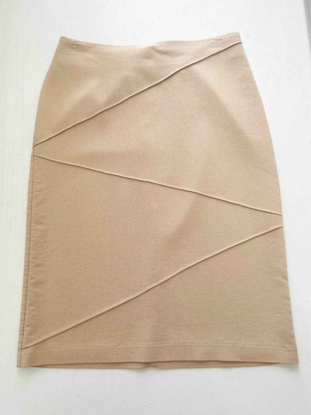 Garage Tan Beige Pencil Skirt with Diagonal Seams Camel Size 4 - Picture 12 of 12